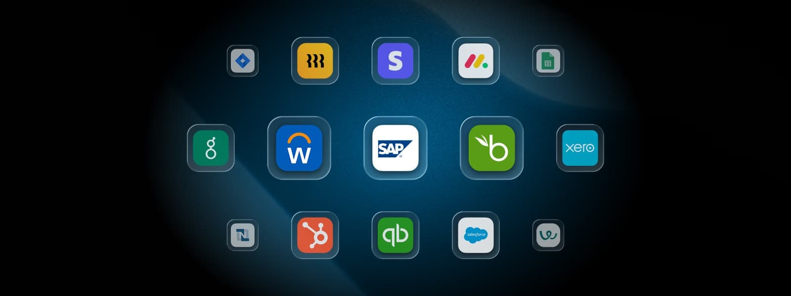 Connected business application icons