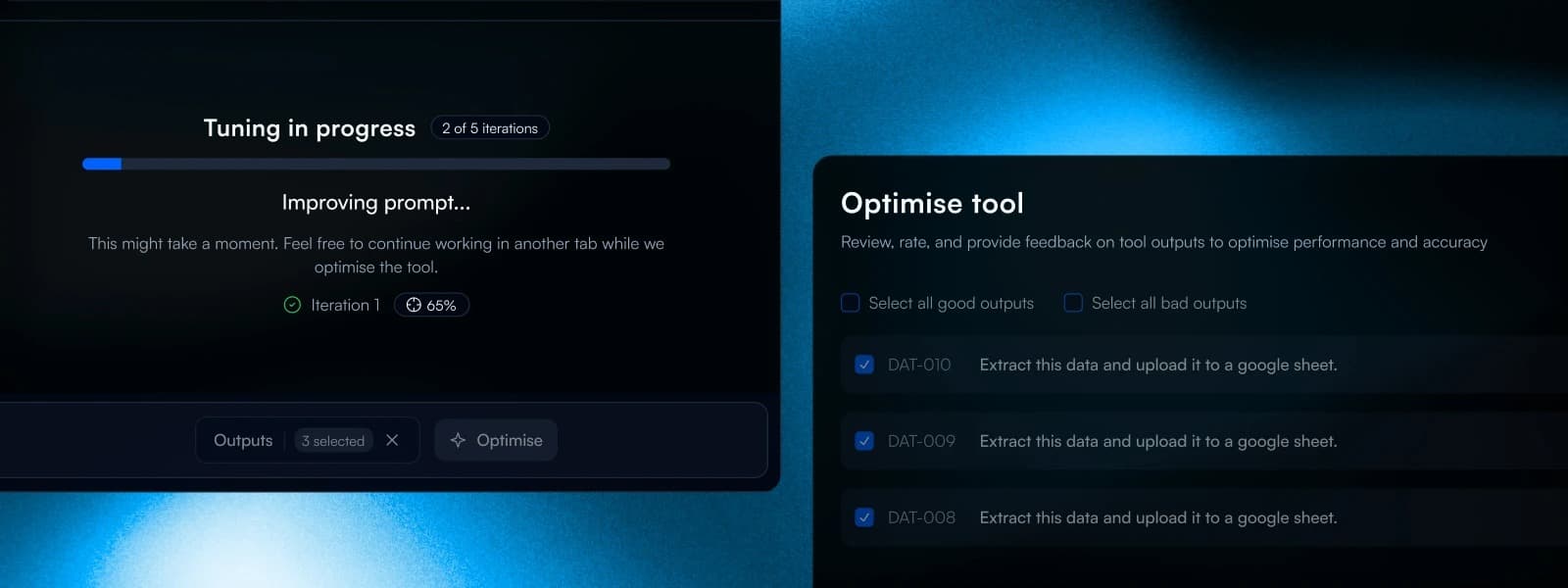 Prompt refinement and testing interface illustration