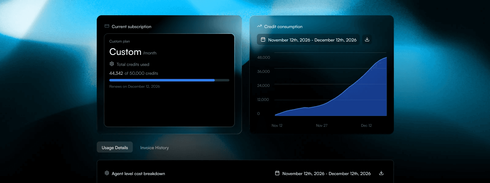 Cost tracking interface illustration