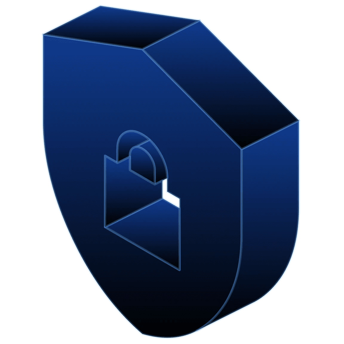 Blue shield and lock representing security controls