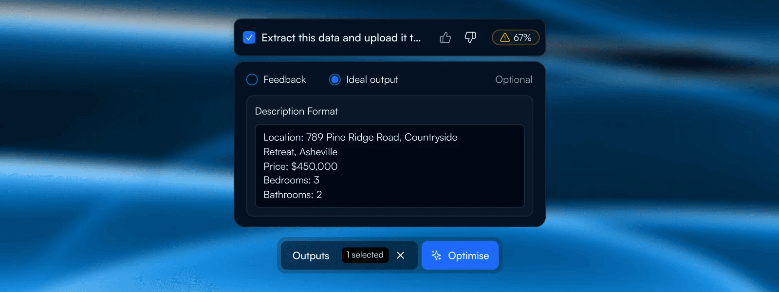Feedback form for explaining an incorrect result